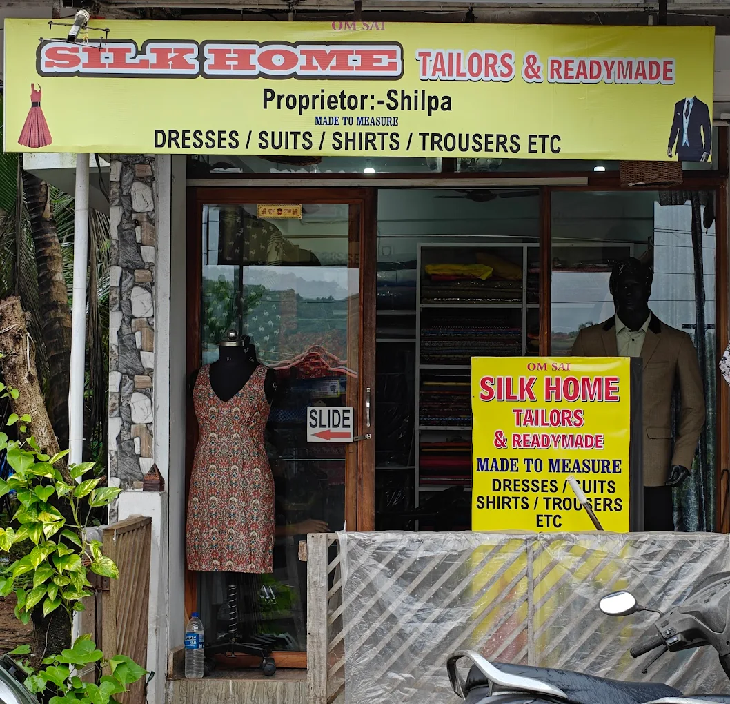 Front view of Silk Home Tailors shop in Arpora, Goa